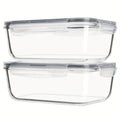 1860Ml/ 63Oz Large Glass Storage Containers with Lids, 2Pack Food & Dish Transport-Bus Tubs, Meal Prep Food Container Set with Snap Airtight Lid, Leak Proof, for Food Storage And Transportation