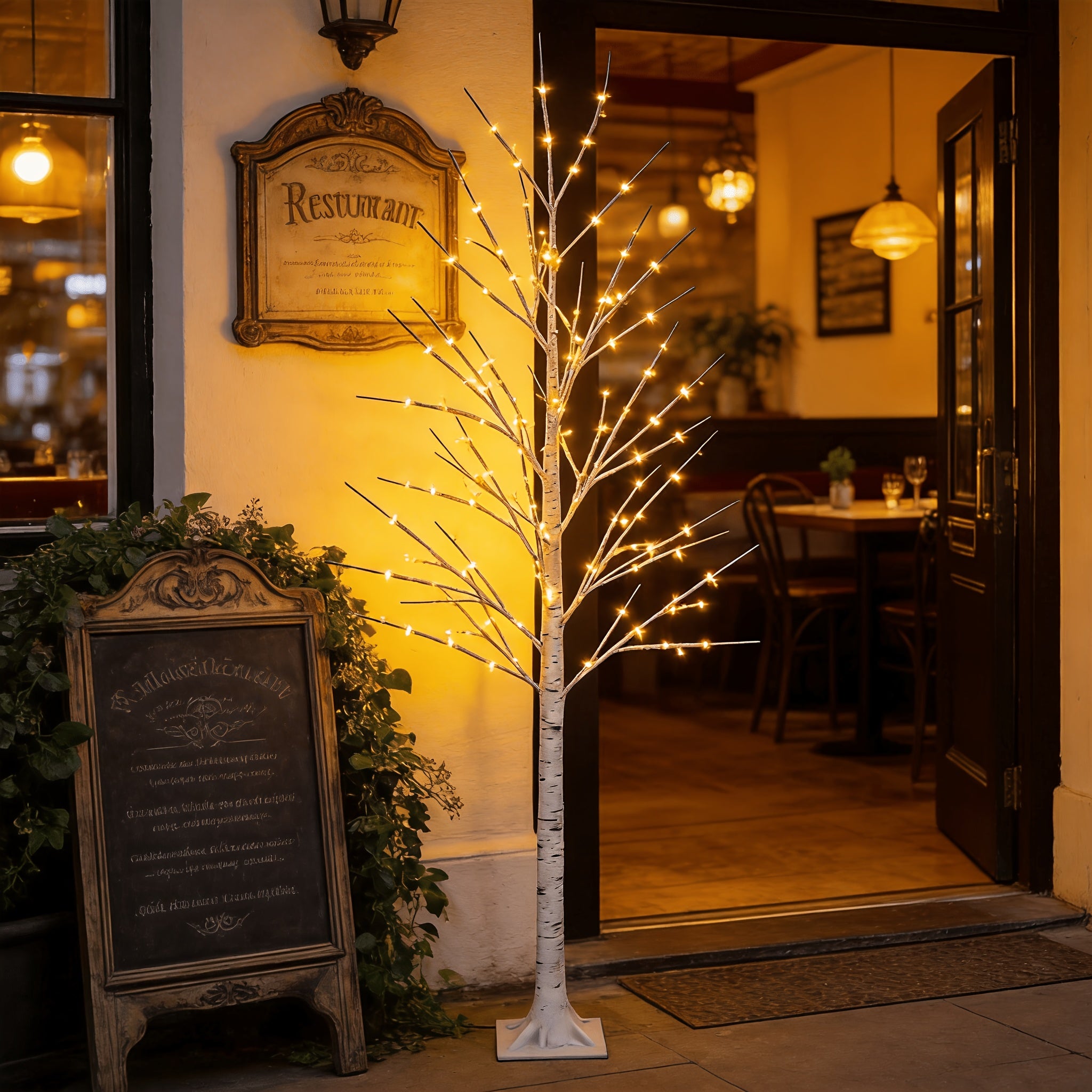 Ambient Home Decor – 5-foot LED Birch Tree Light, Artificial Tree, Equipped with 78 Warm White LED Lights, Dimmable, Timer, USB Power Supply, Indoor And Outdoor Home Decoration, Outdoor Floo