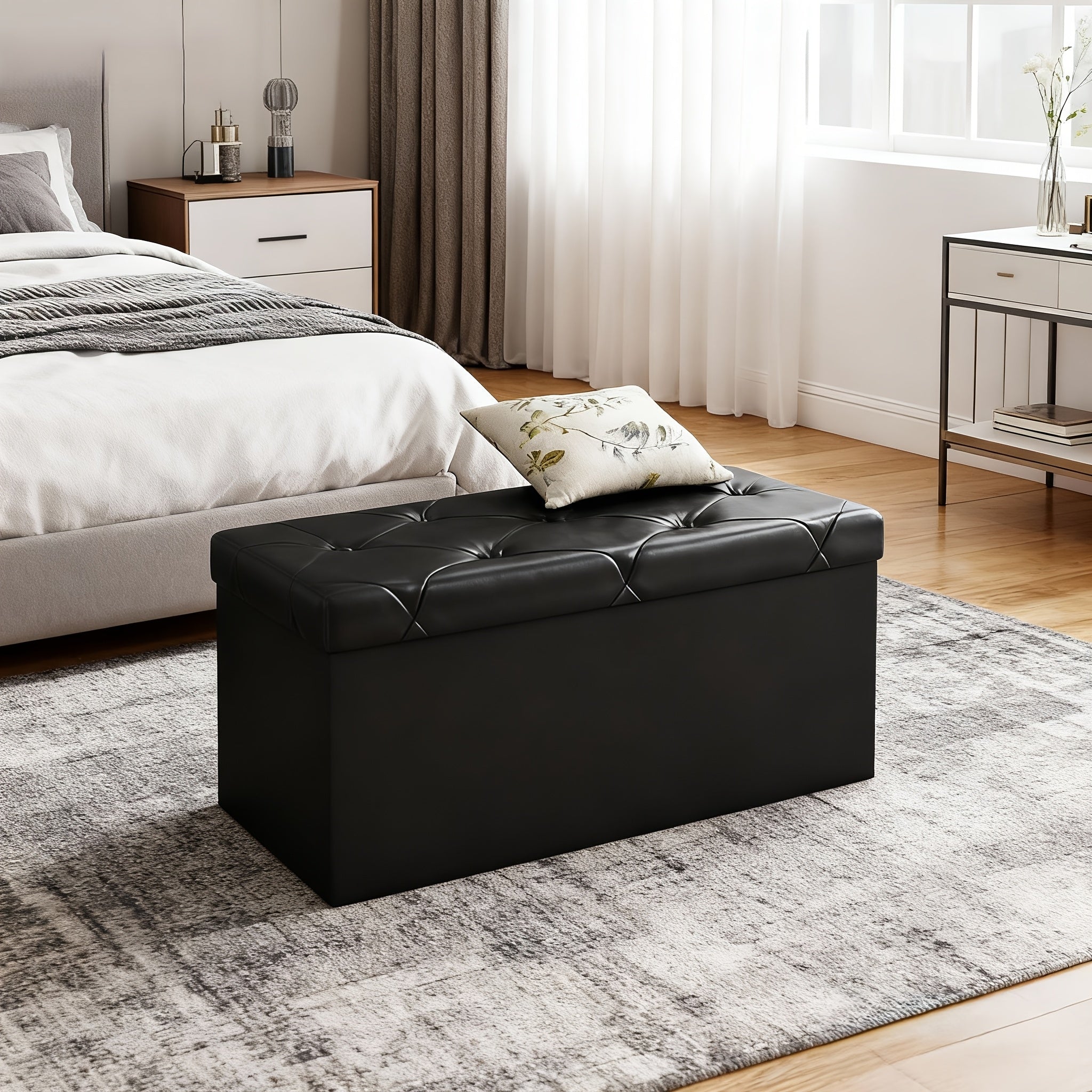 Smart Home Storage Organizer – space-saving everyday organization, Multi-Functional Ottoman with Storage Bench Folding Foot Rest Stool Space-Saving Load 660 lbs Upholstered, designed for American homes, daily convenience and practical gifting