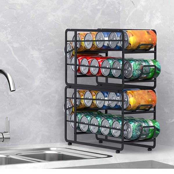 2 Pack Sliding Can Dispenser Rack Stackable Can Storage Organizer Rack For Canned Food Kitchen Cabinet Pantry Countertop Can Rack Organizer