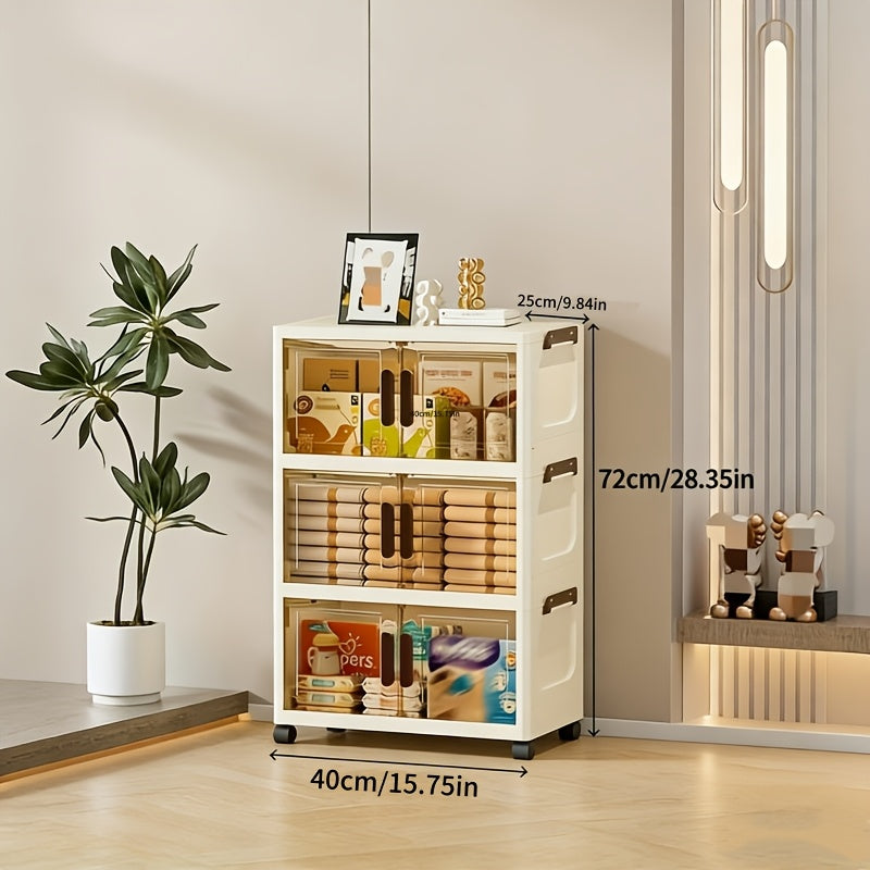 Smart Stackable Home Storage Bins – portable space-saving storage, 3 4 5-Tier Folding Storage Cabinet - Plastic Storage Box with Lid Stackable Wheeled, designed for American homes, daily convenience and practical gifting