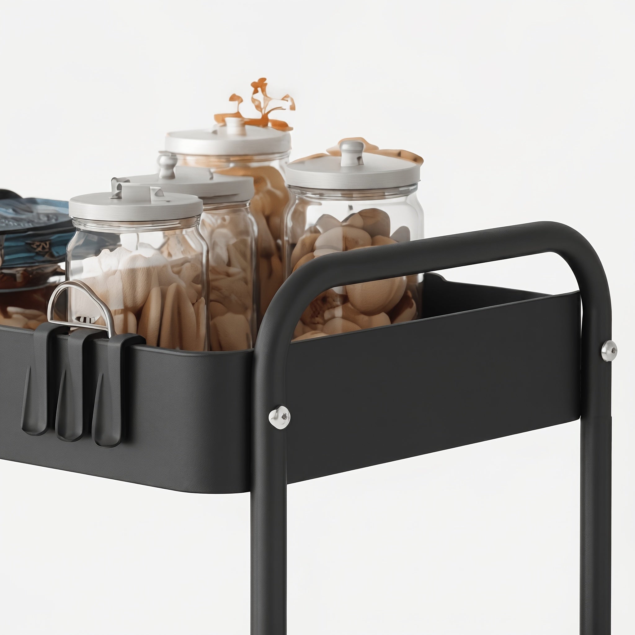 Premium Adjustable Home Storage Rack – durable multi-purpose storage, Triple-tier Carbon Steel Multi-functional Rolling Storage Cart Versatile Shelving Unit Snack Rack with Portable, designed for American homes, daily convenience and practical giftin
