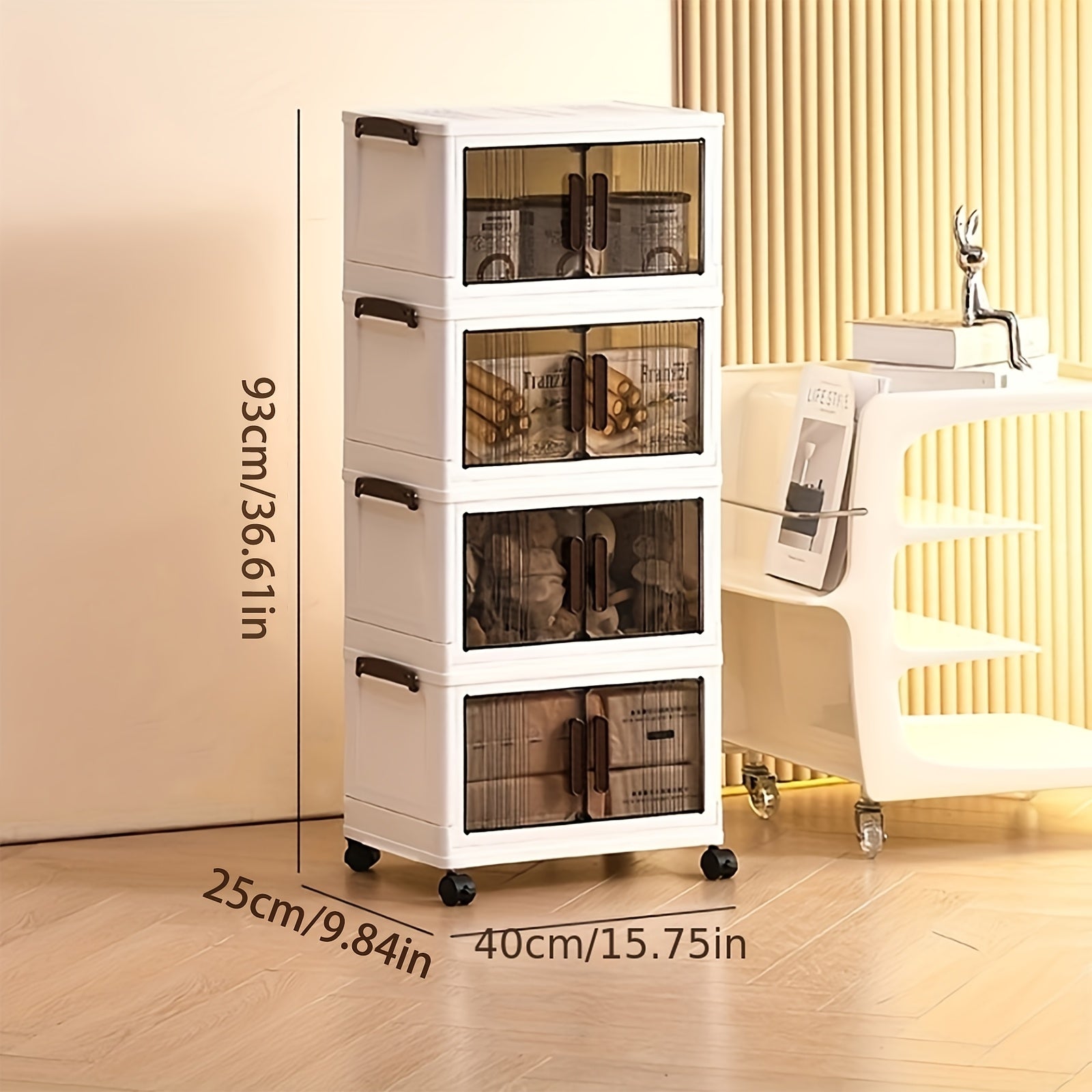 3/4/5 Layer Folding Storage Cabinet - Plastic Storage Bins with Lids, Collapsible Stackable Containers with Wheels, Living Room Storage Boxes, Home Office Clothes Storage Cabinets And Suitcases, Foldable Organizer System for Closet