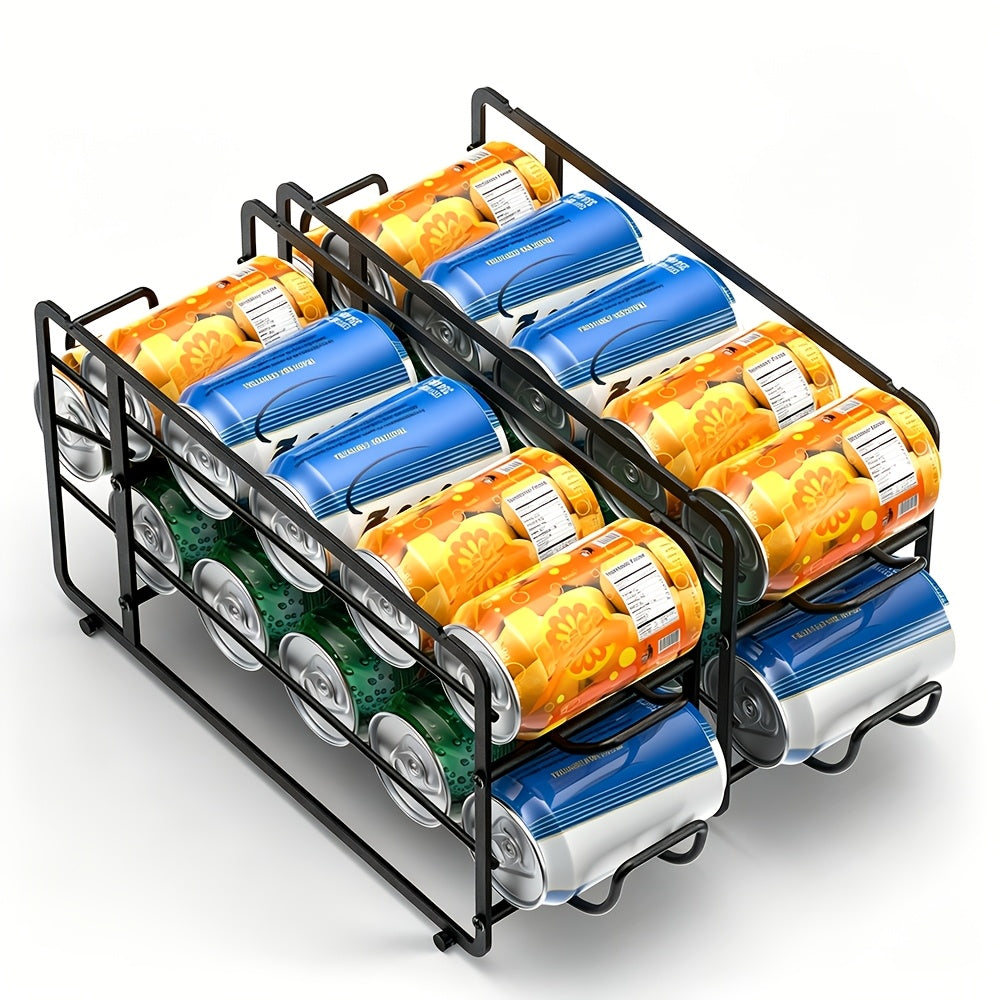 2 Pack Sliding Can Dispenser Rack Stackable Can Storage Organizer Rack For Canned Food Kitchen Cabinet Pantry Countertop Can Rack Organizer