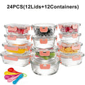 12 Glass Food Containers Set Glass Food Meal Prep Containers with Leakproof Airtight Lids Perfect for Lunch On the Go Leftover BPA Free Glass Bento Boxes