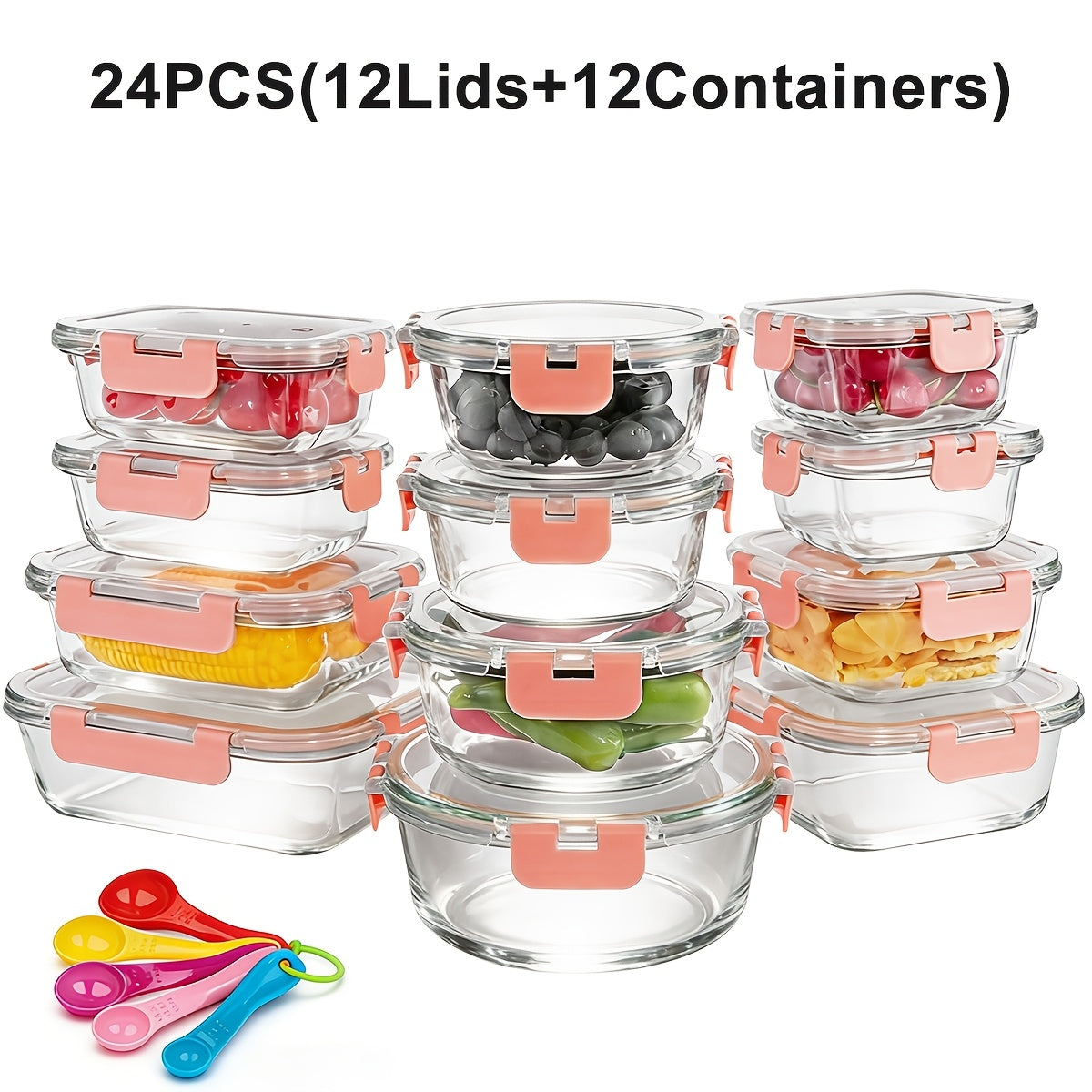 12 Glass Food Containers Set Glass Food Meal Prep Containers with Leakproof Airtight Lids Perfect for Lunch On the Go Leftover BPA Free Glass Bento Boxes