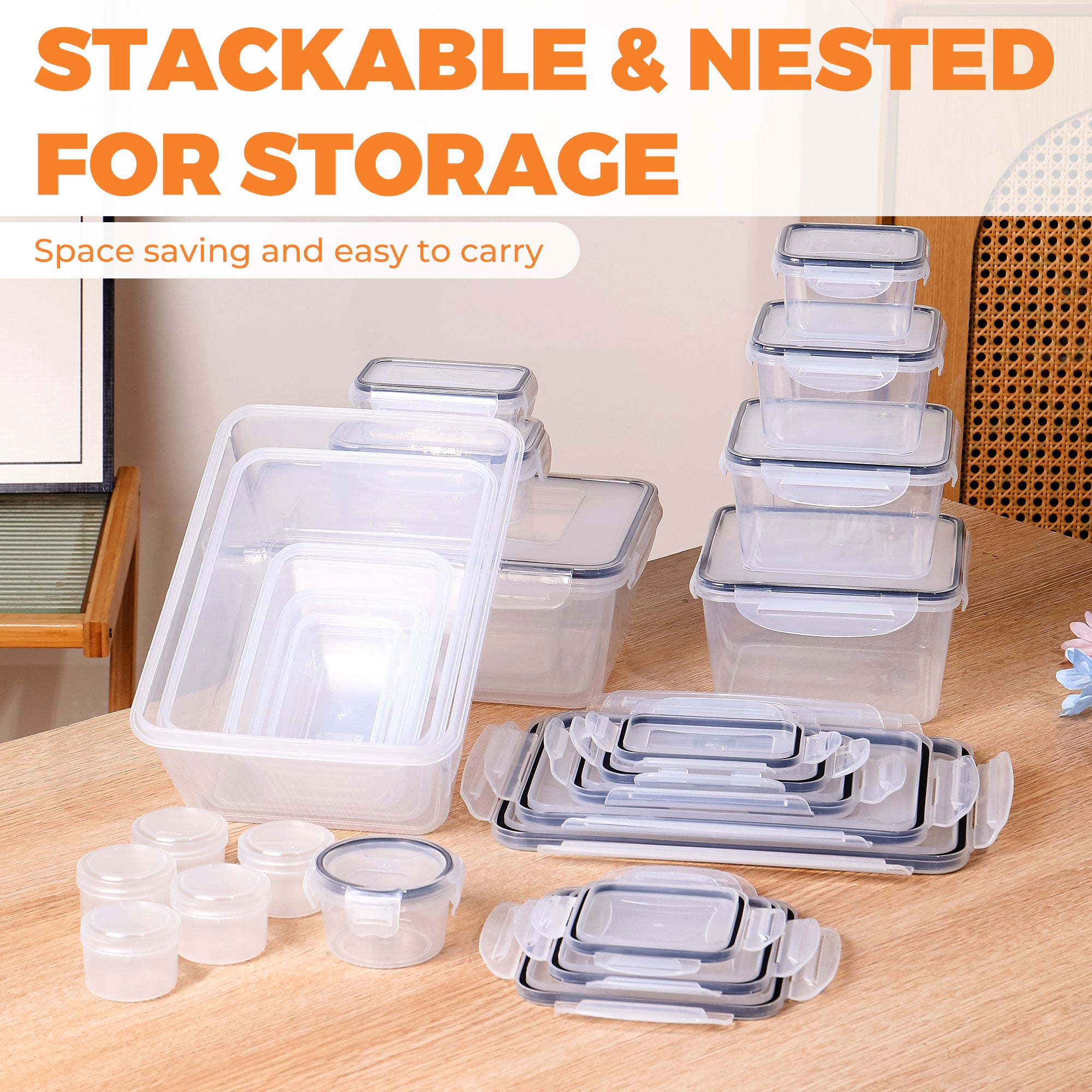 Kitchen Essential – [Airtight Food Storage] 50/48/24/12 Pcs Airtight Food Storage Containers. Plastic Refrigerator Storage Containers for Meal Prep, Vegetables & Fruits. Kitchen Storage, wit