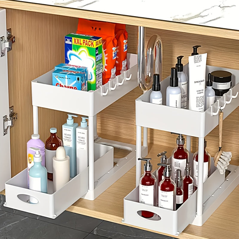 Multi-Purpose 2pcs Adjustable Kitchen Storage Rack – multi-purpose organization, durable space-saving design, designed for American kitchens, pantries, apartments, home organization, daily use and practical gifting