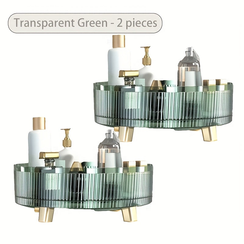 1/2pcs Transparent Perfume Storage Box, 360° Rotating Cosmetic Storage Box, Bathroom Cosmetic Storage Box Countertop, Large Capacity Cosmetic Display Box, Closet Storage Rack, Suitable For Cosmetics, Perfume, Seasoning Bottles