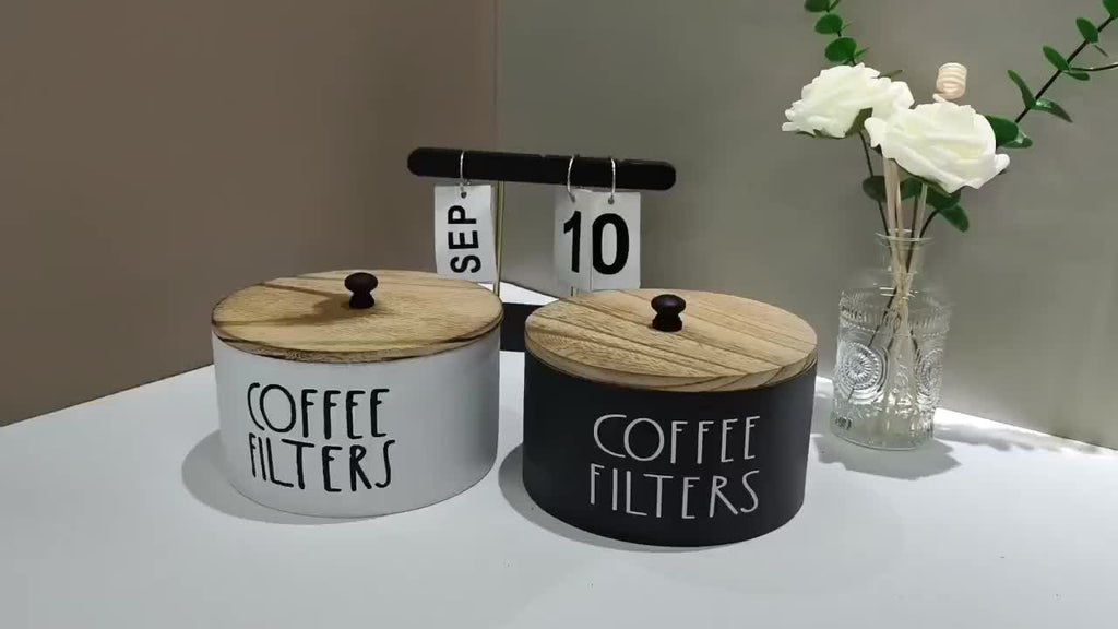 Modern Stackable Home Storage Bins – portable space-saving storage, Coffee Filter Holder Wooden Large Capacity Rustic Coffee Filter Storage Case Dispenser with Bamboo, designed for American homes, daily convenience and practical gifting