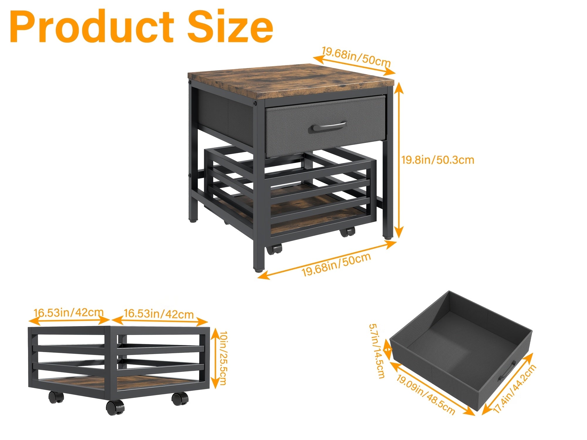 Heavy Duty Appliance Storage Shelf with Sliding Shelf & Drawer - Suitable for Fridge, Washer, Dishwasher | 19.69inch Height Shelf with 88lb Basket & Smooth Glide Drawers | 360° Swivel Wheels, Wood for Laundry Room & Kitchen, Utility Racks