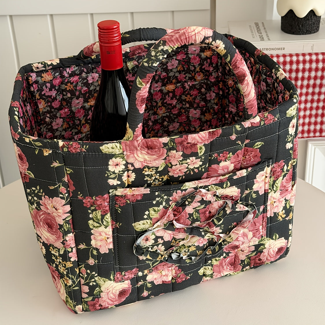 Storage Bins – Large Floral Series Storage Basket Vintage Quilted Floral Portable