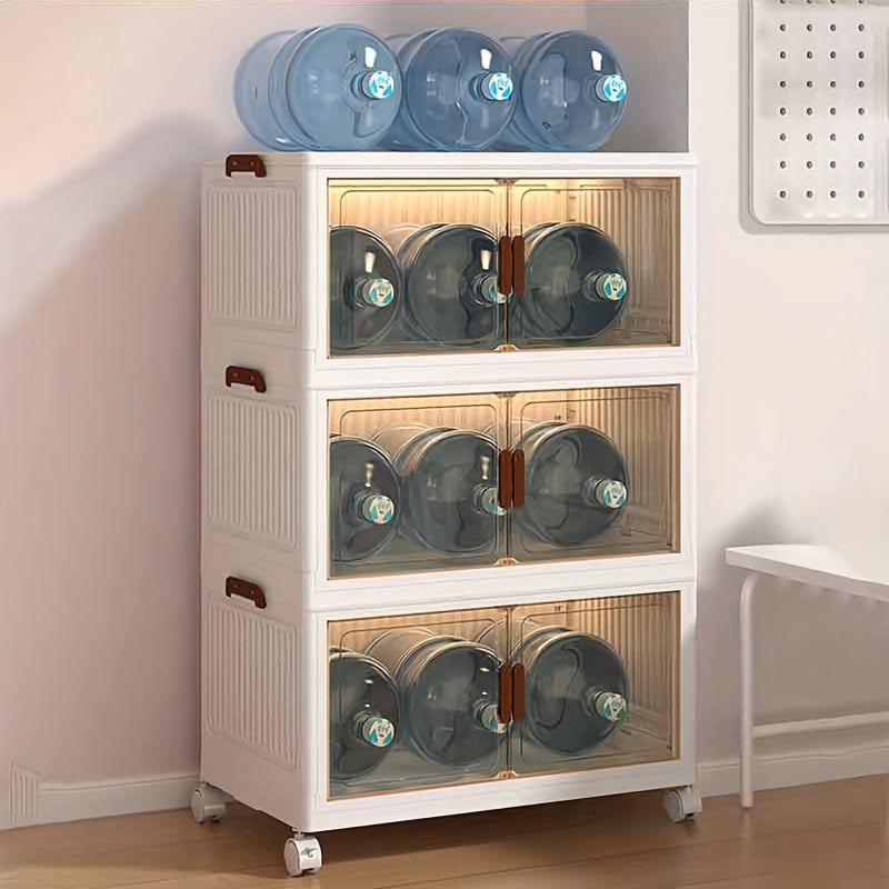 Space-Saving Stackable Home Storage Bins – portable space-saving storage, 1 2 3 4 5 Layers Collapsible Lockers Plastic Clutter Storage Boxes with Doors, designed for American homes, daily convenience and practical gifting