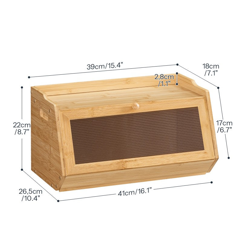 Space-Saving Countertop Bread Storage Box – fresh-bread countertop organization, Large Bamboo Bread Box with Acrylic Window Drop-Down Door - Farmhouse Kitchen Storage Cabinet, designed for American homes, daily convenience and practical gifting