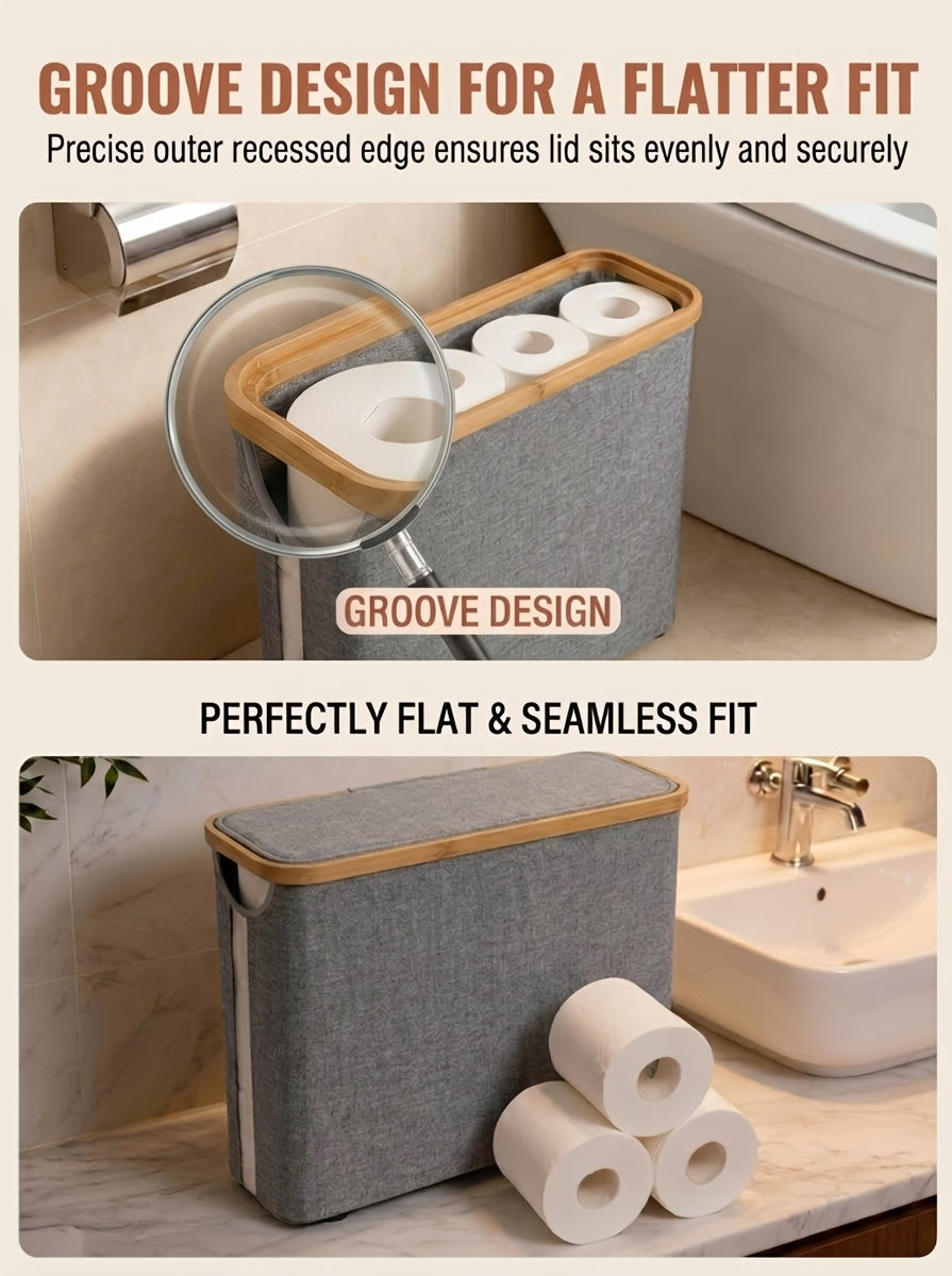 Heavy-Duty Stackable Home Storage Bins – portable space-saving storage, Foldable Toilet Paper Storage Basket with Lid Dustproof Visible Fabric Tissue Holder with Strips, designed for American homes, daily convenience and practical gifting