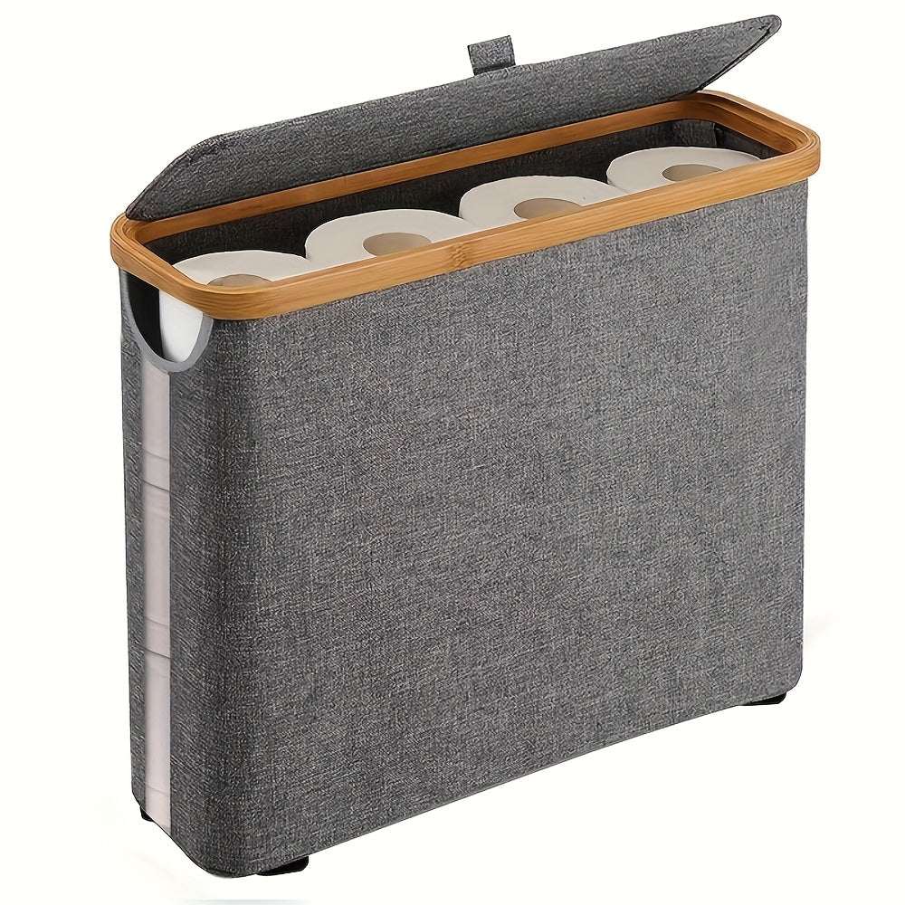 Toilet Paper Holder – Bamboo Toilet Paper Holder - Modern Bathroom Storage Cabinet Container