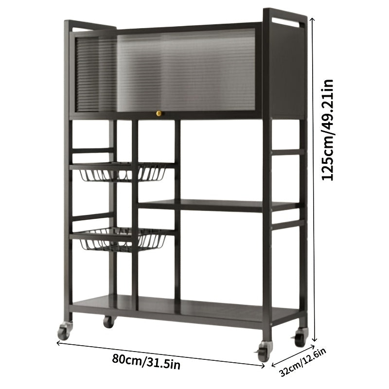 Heavy-Duty 1pc Adjustable Home Storage Rack – durable multi-purpose storage, 1pc Movable Storage Rack Adjustable Kitchen Shelf with Baskets Kitchen Organizer And Storage Metal, designed for American homes, daily convenience and practical gifting