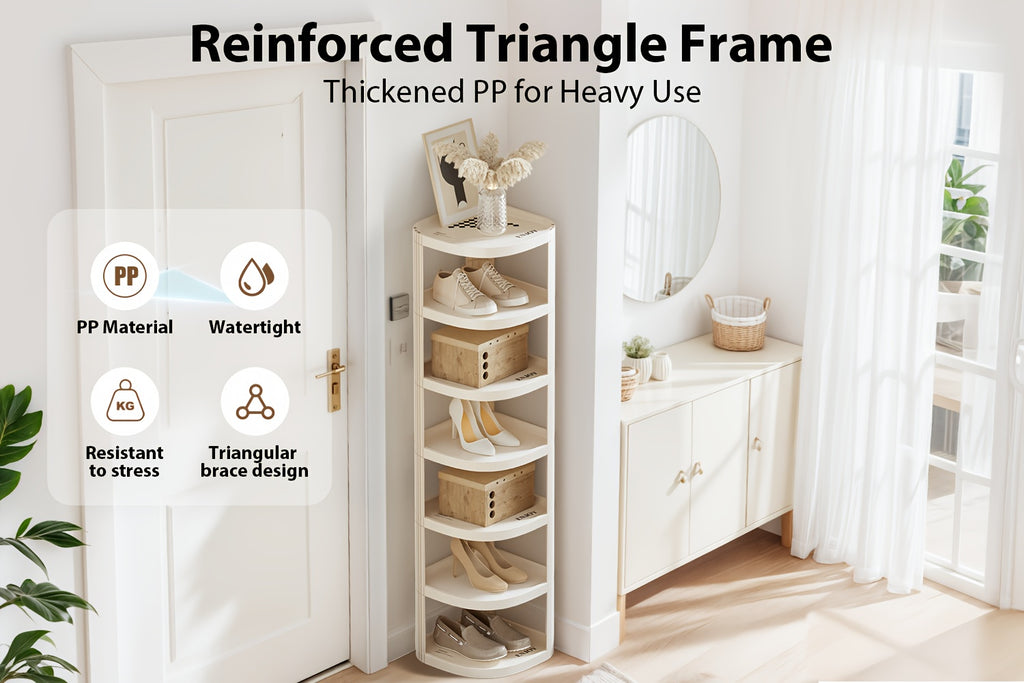 7/9 Tier Multipurpose Corner Shelves, Space-Saving Sturdy Storage Rack, Easy Install No-Drill Organizer, Stackable Shoe Holder for Bathroom Kitchen Entryway Closet