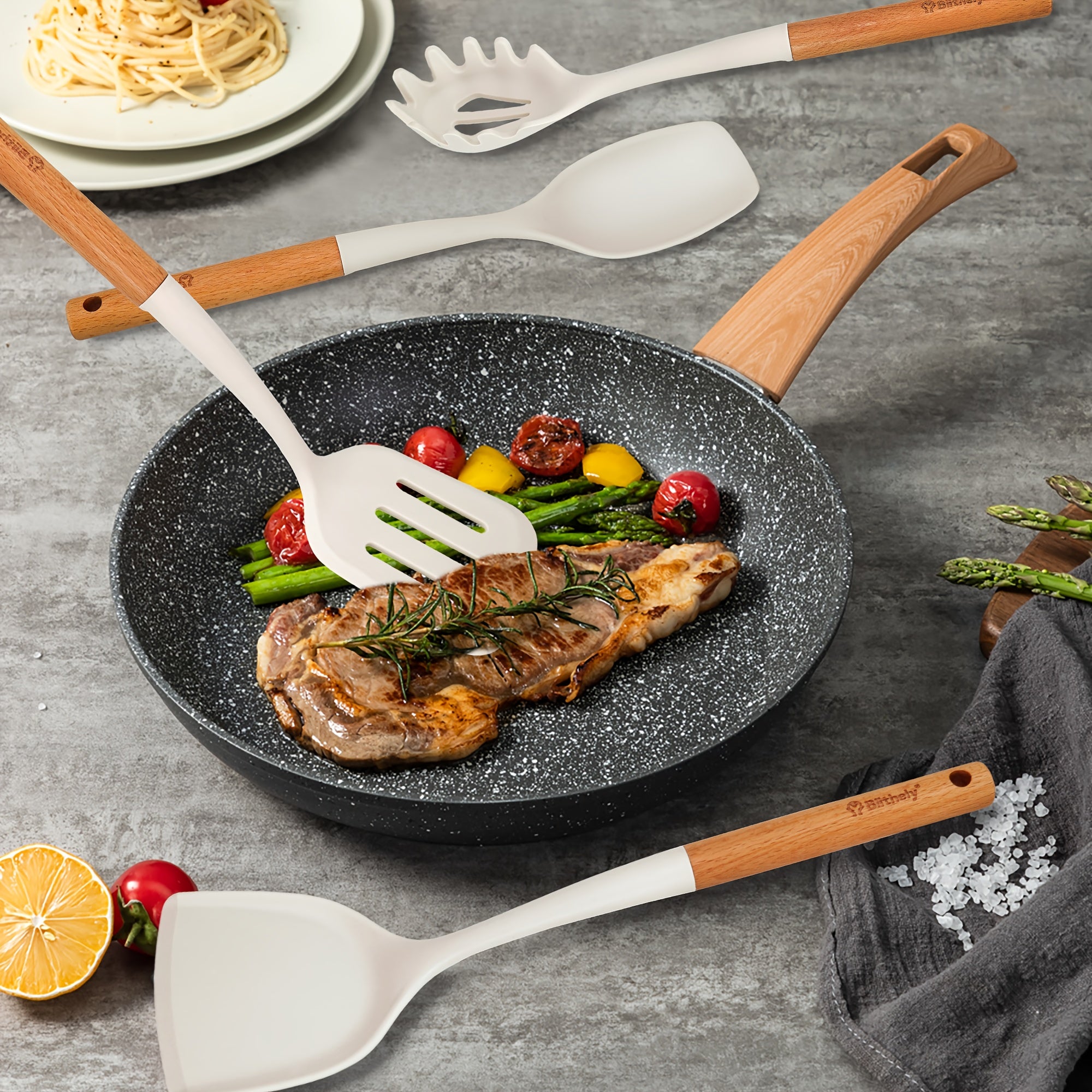 Kitchen Essential – 25pcs Set of Silicone Cooking Tools, Featuring Nonstick Utensils with Wooden Handles, Heat-Resistant Spatulas for Culinary Use, And Silicone Kitchen Gadgets Including Spo