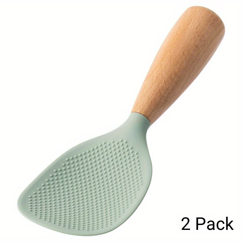 Home Living Essential – versatile meal preparation, 2 Pack Silicone Rice Potato Server with Wooden Handle