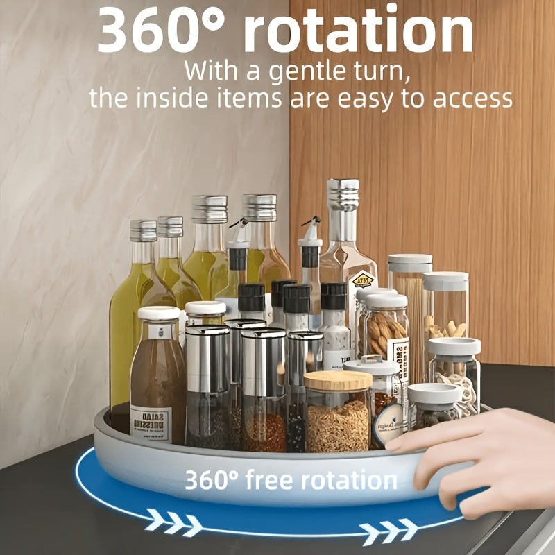Spice Rack, 2pcs Refrigerator Rotating Tray, Multi-functional Single-layer Rotating Round Spice Bottle Storage Rack, Suitable For Kitchen, Living Room, Bathroom And Bedroom, Home Storage And Organization, Lazy Susan Organizer For Cabinets.