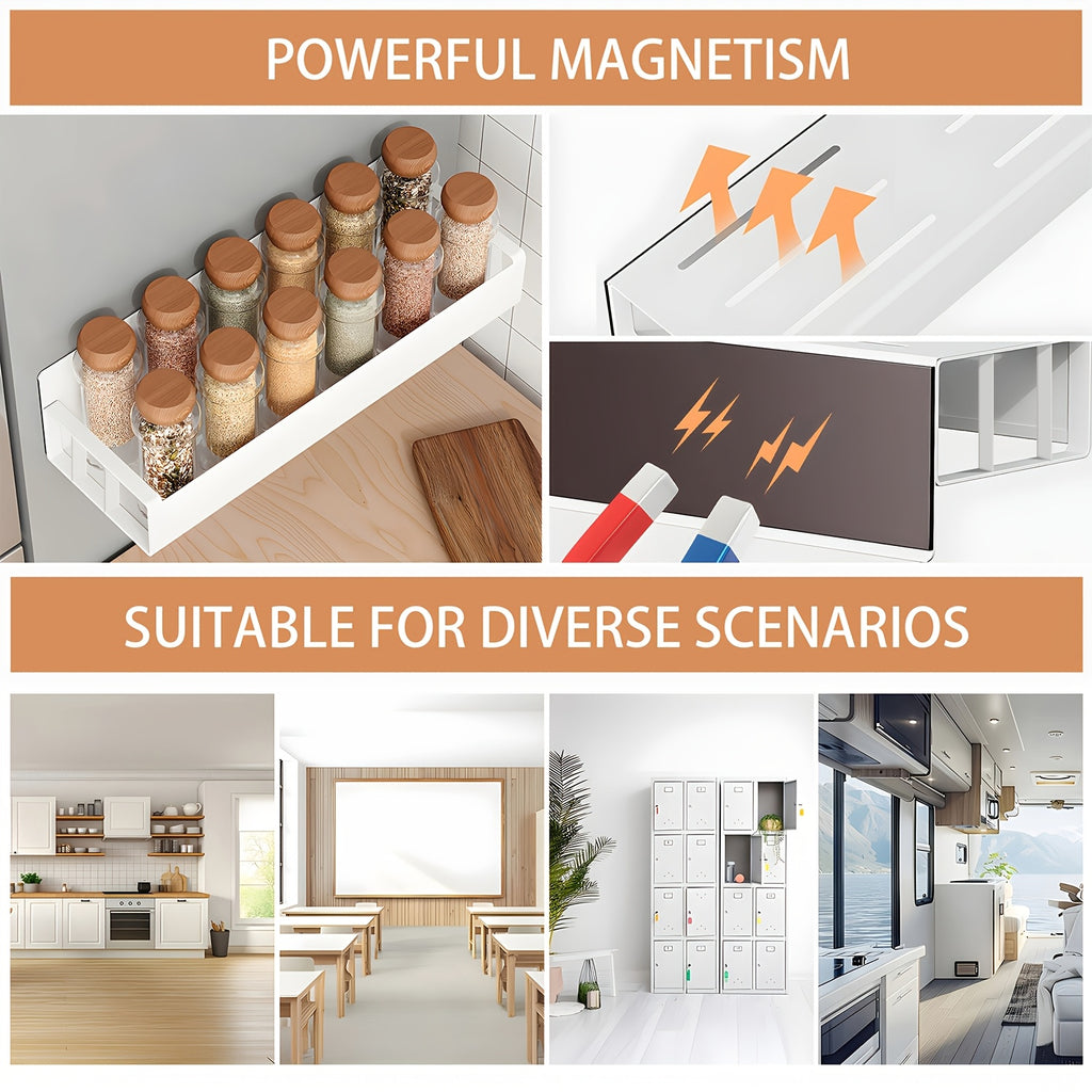 Magnetic Spice Rack, Heavy-duty Magnetic Refrigerator Storage Strip, Space-saving Vertical Storage Design, Suitable for Kitchen, Pantry, Office- Easy Installation Without Tools, Refrigerator Magnets