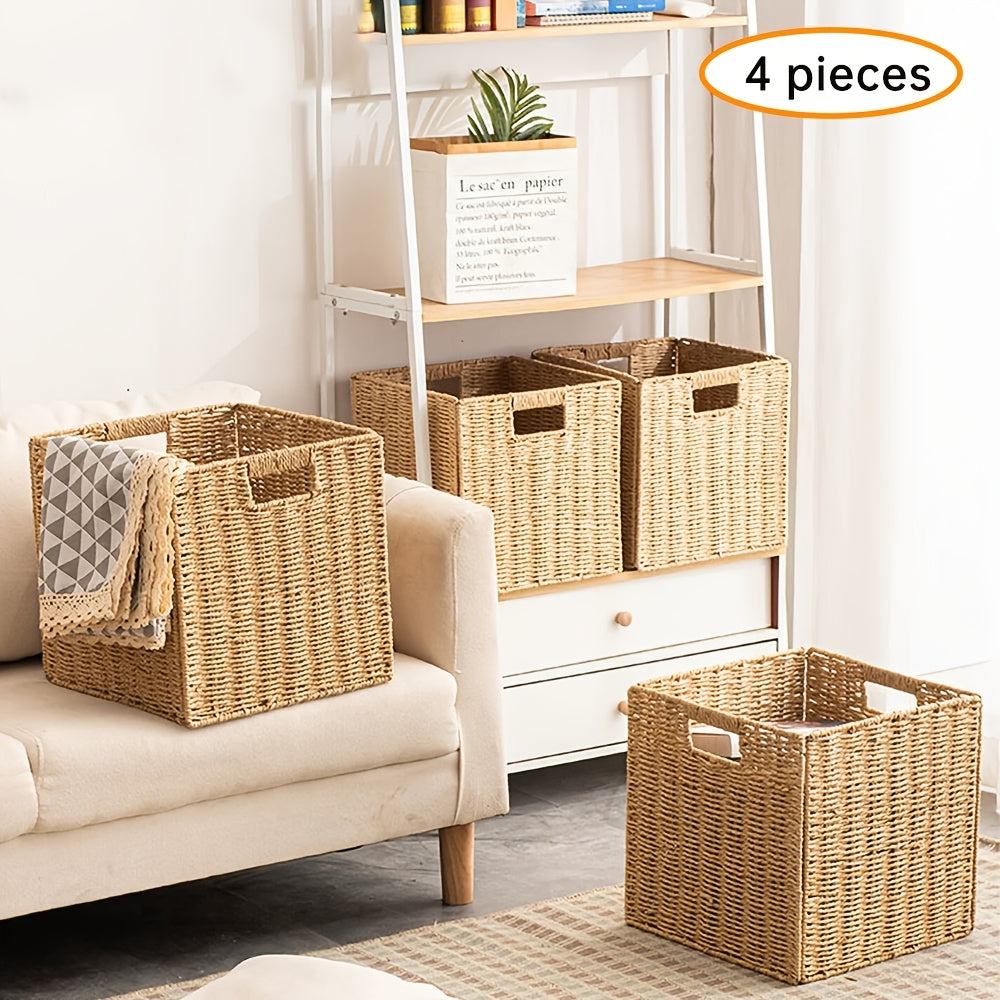 Space-Saving Stackable Home Storage Bins – portable space-saving storage, Natural Rattan Storage Basket Foldable Square Natural Rattan Storage Basket Frame Square Natural Rattan, designed for American homes, daily convenience and practical gifting