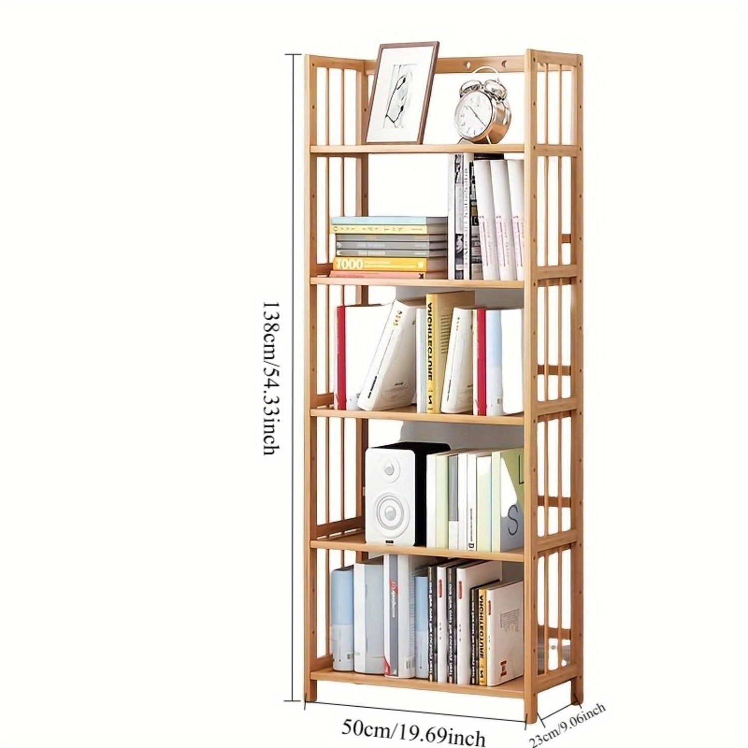Home Storage Organizer – 5-Tier Multifunctional Bamboo Shelf, Space-Saving Bookshelf And Display Rack for Home Office, Storage Display Shelf, Nordic Minimalist Style, Quick And Easy Assembly