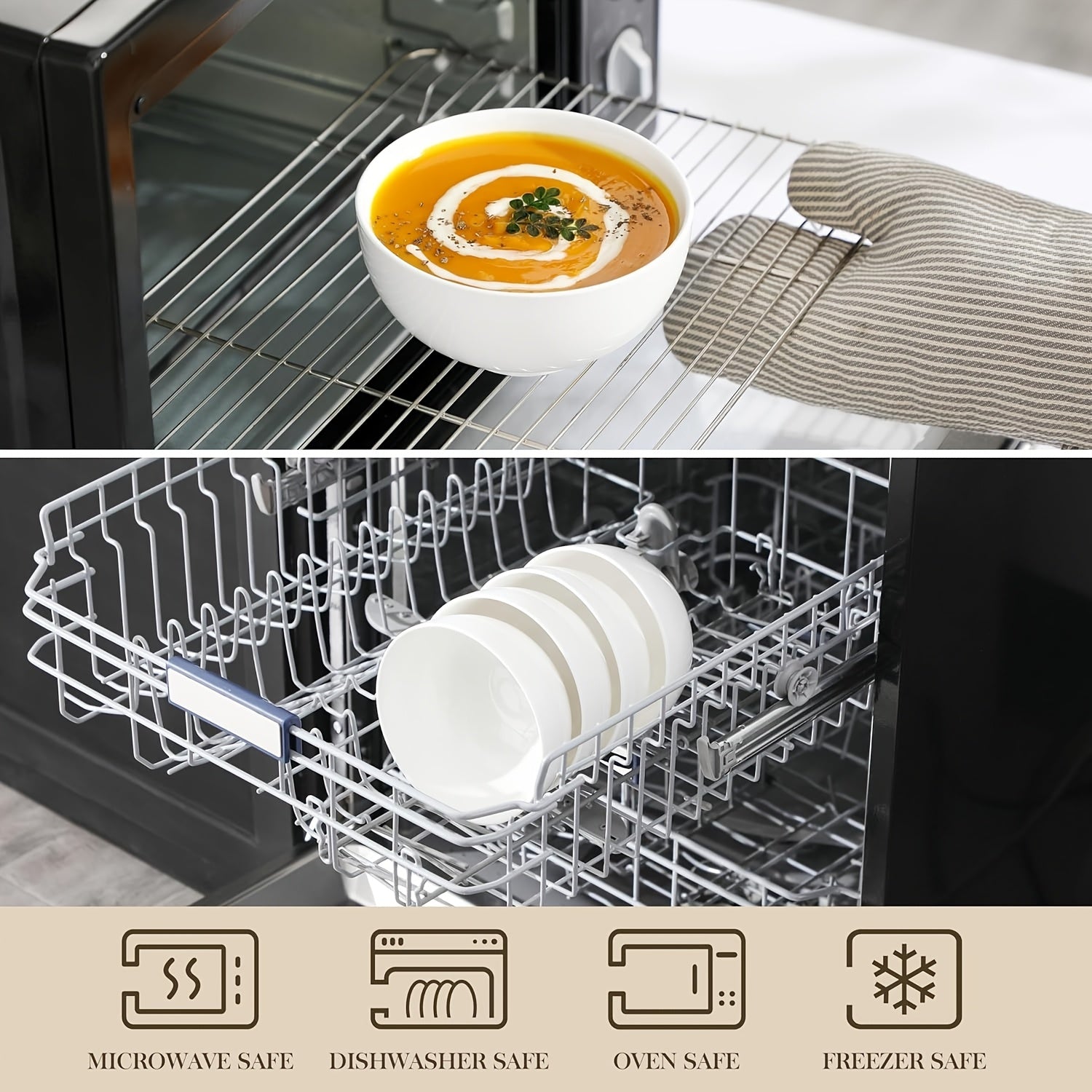 Premium 4/6pcs Home Storage Organizer – space-saving everyday organization, 4 6pcs 22oz White Ceramic Bowls Perfect for Soup Bowls for Kitchen Cereal Bowl, designed for American homes, daily convenience and practical gifting