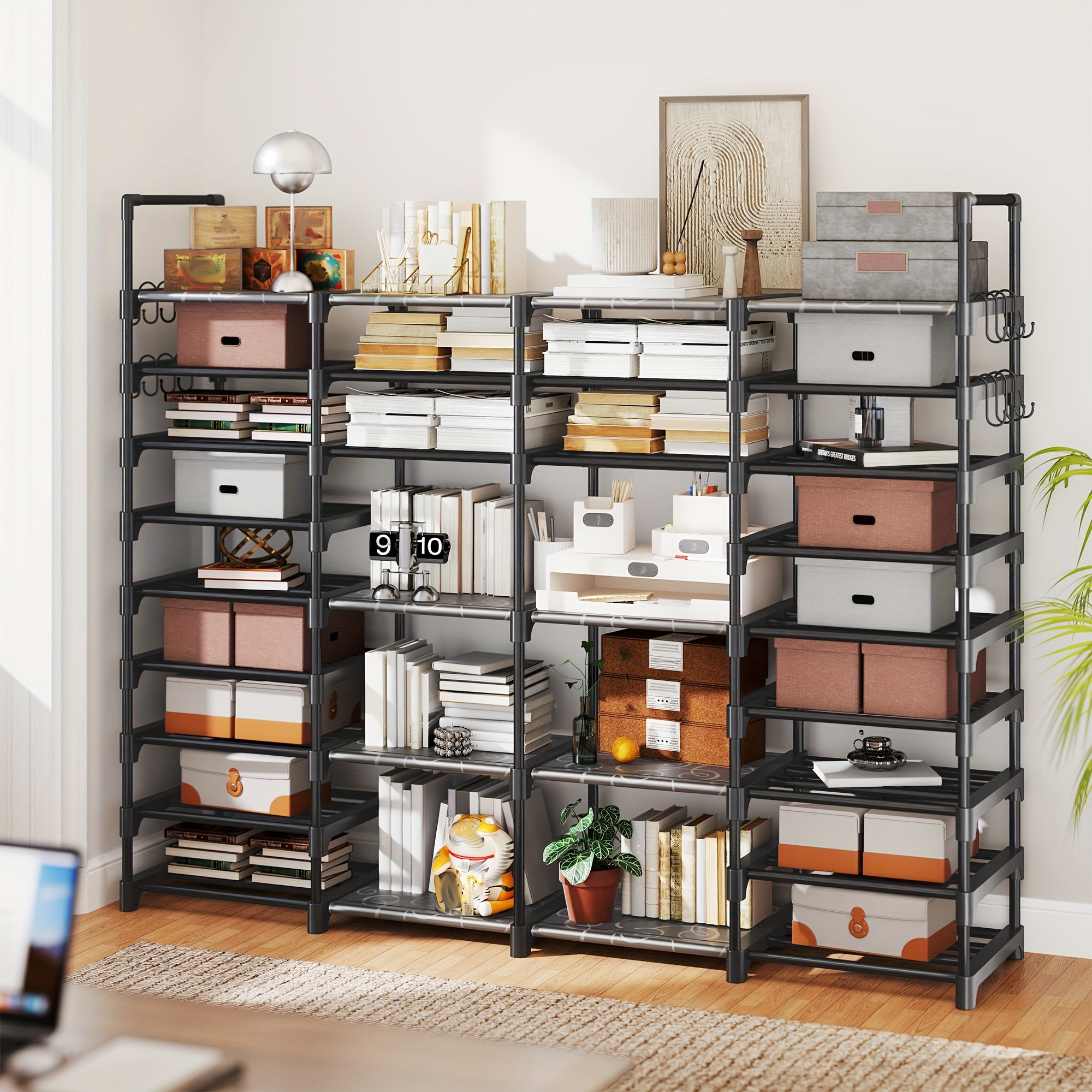 Easy-Access Adjustable Home Storage Rack – durable multi-purpose storage, Bookshelf Office- Shoe Organizer Rack Stackable Storage And Organization Shelves Freestanding Space Saver for, designed for American homes, daily convenience and practical gift