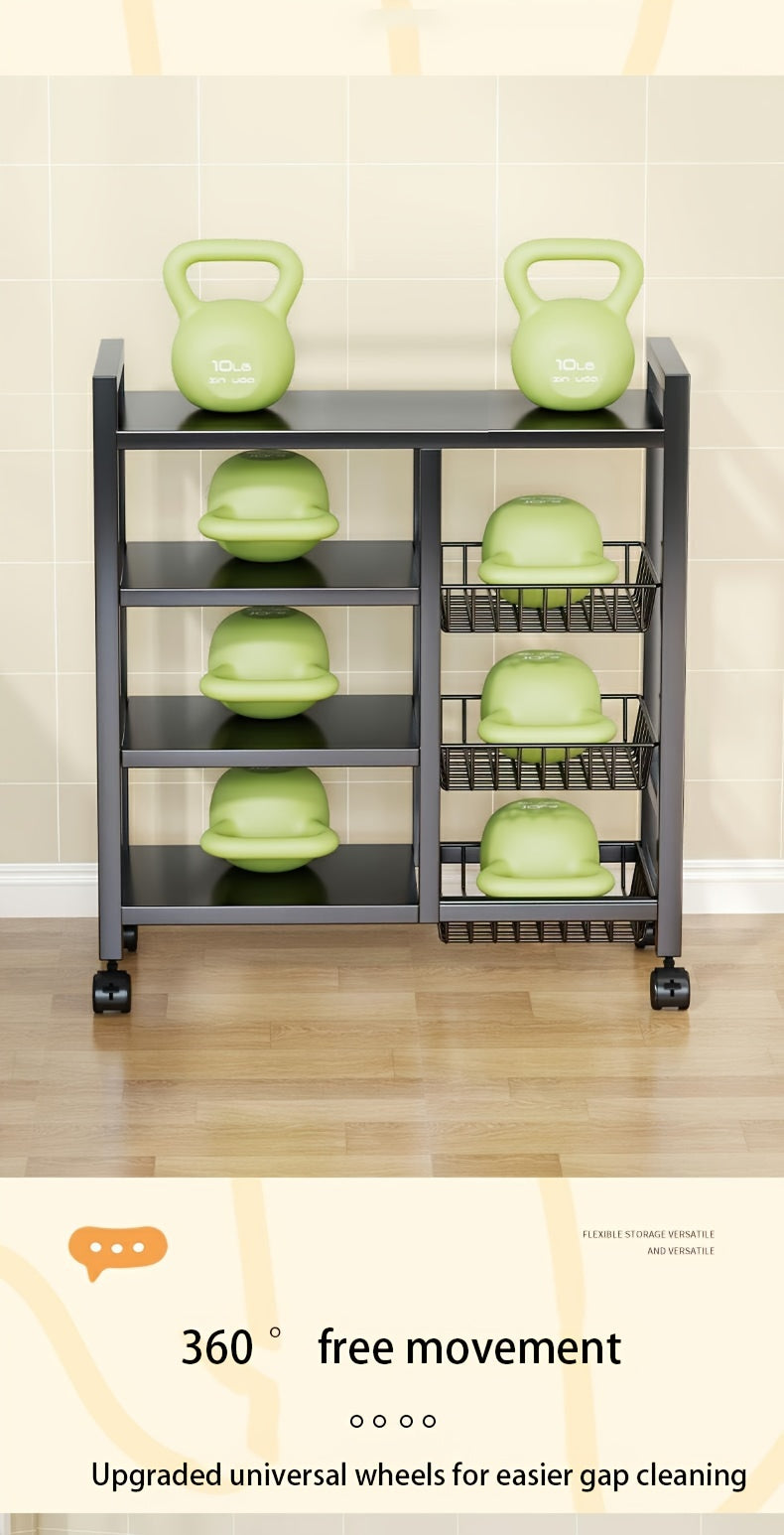 Smart 1pc Adjustable Home Storage Rack – durable multi-purpose storage, 1pc Movable Storage Rack Adjustable 4-Storey Kitchen Shelf with 3 Wire Baskets Kitchen Organizer, designed for American homes, daily convenience and practical gifting