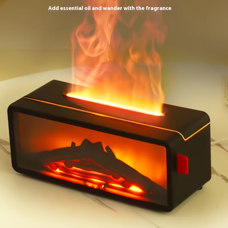 Ambient Home Decor – 3D Realistic Flame Electric Fireplace, Dual-function Aroma Diffuser And Humidifier, Silent Operation, Realistic Fireplace Effect with Flickering Flames, Suitable for Liv