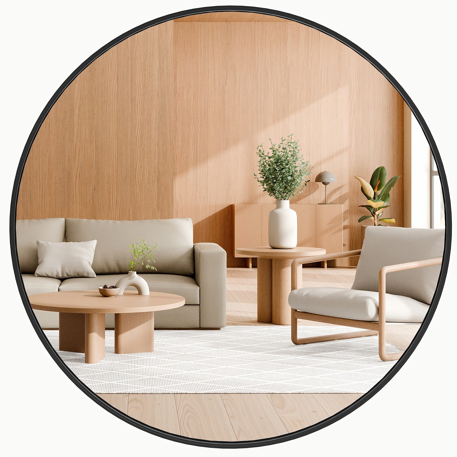 Home Living Essential – comfortable decorative floor coverage, Round Metal Wall Mirror - Classic Round Dec