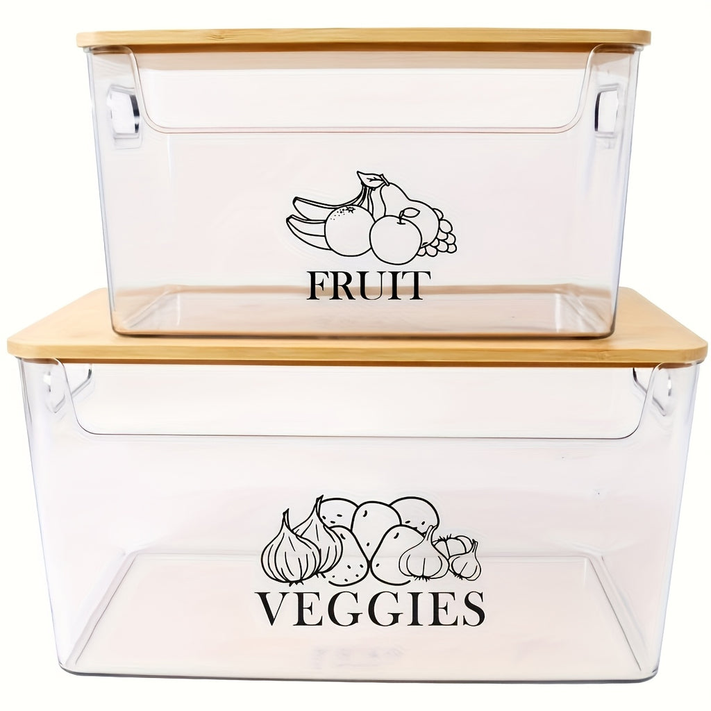 Easy-Access Kitchen Cookware Set – versatile meal preparation, 2-Set Transparent PE Clear Stackable Potato Onion Storage Container with Bamboo Lid Suitable for, designed for American homes, daily convenience and practical gifting