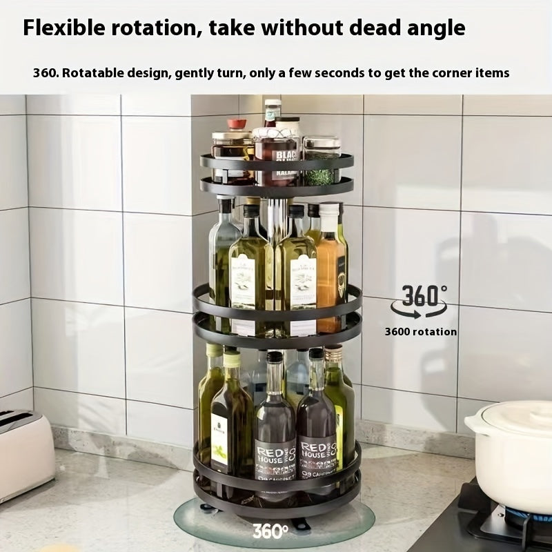 3-Tier/2-Tier Multi-Level Revolving Kitchen Organizer, A Smart Turntable Caddy To Eliminate Cabinet & Pantry Clutter, Features 360° Smooth-Glide Rotation & Raised Rims For Secure Storage Of Spices, Cans & Sauces