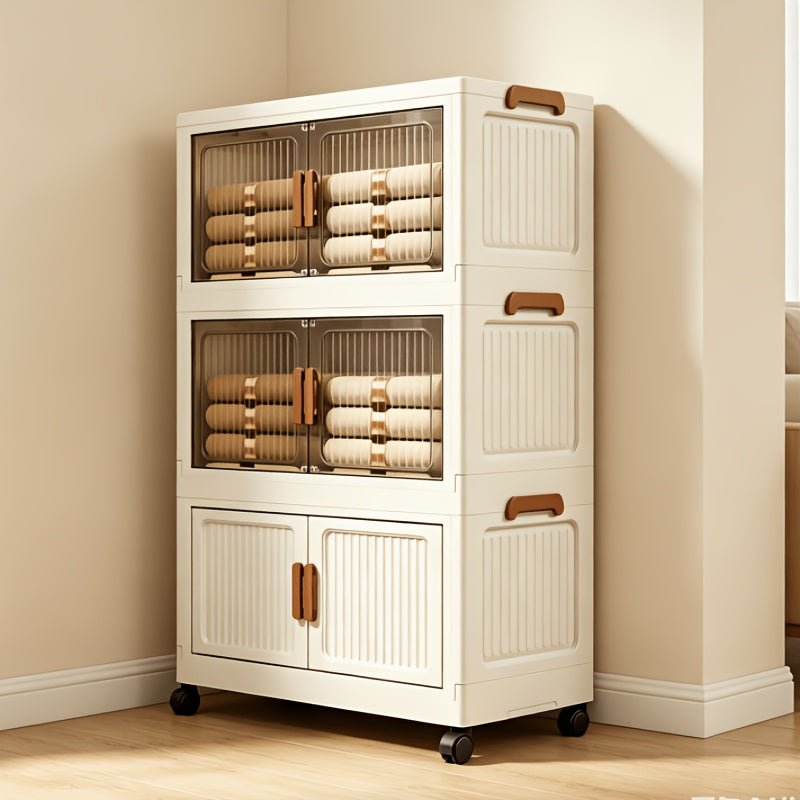 Versatile Stackable Home Storage Bins – portable space-saving storage, Large 5 3 1-Story Plastic Storage Box with Lid 19 Face Width-Folding Lockers Foldable, designed for American homes, daily convenience and practical gifting