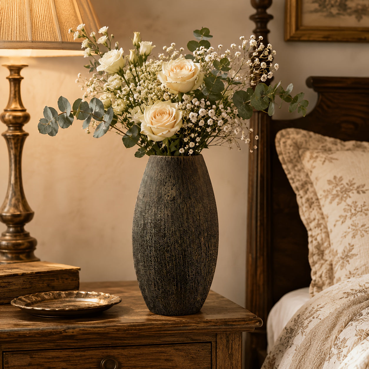 Decorative Vase – Rustic Ceramic Vase Set Of 3 Sizes for Home Decor Farmhouse