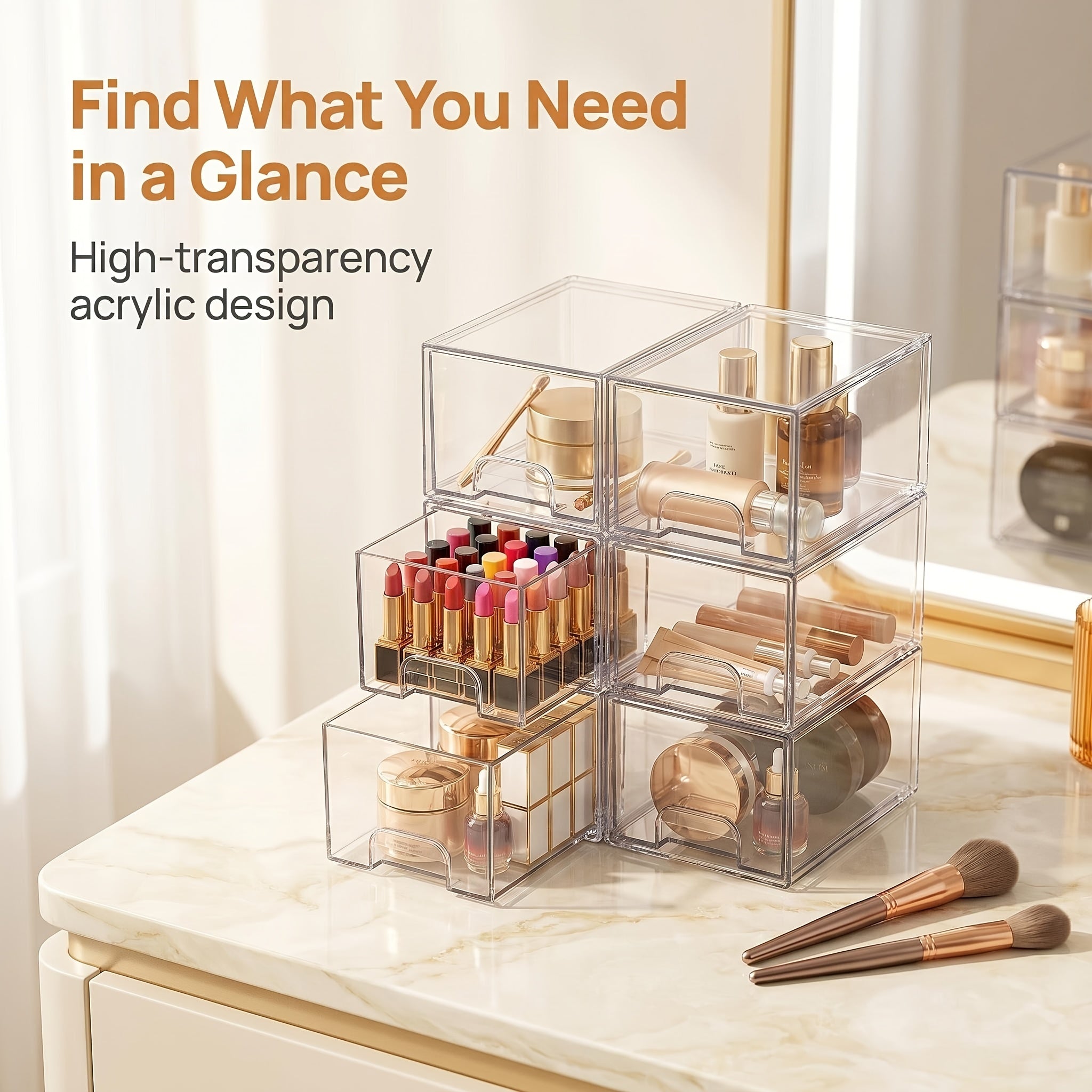 Versatile 8 Pack Stackable Storage Drawer – smooth-access cabinet organization, 8 Pack Acrylic Bathroom Makeup Organizer 7 5 D X 6 W X 4, designed for American homes, daily convenience and practical gifting