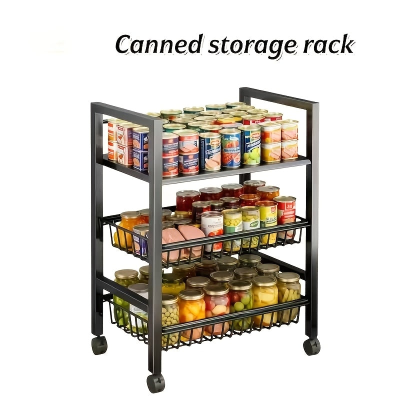Compact Adjustable Home Storage Rack – durable multi-purpose storage, 1 Removable Storage Rack Adjustable Kitchen Storage Rack Metal Shelf On Wheels Food Cabinet, designed for American homes, daily convenience and practical gifting