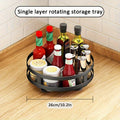 Revolving Kitchen Spice Rack Organizer Rotatable Detachable Turnable Spice Rack Seasoning Organizer Adjustable Height with Suction Cup Feet for Cabinet Kitchen Refrigerator Bathroom Pantry Countertop Vanity (Single Layer)
