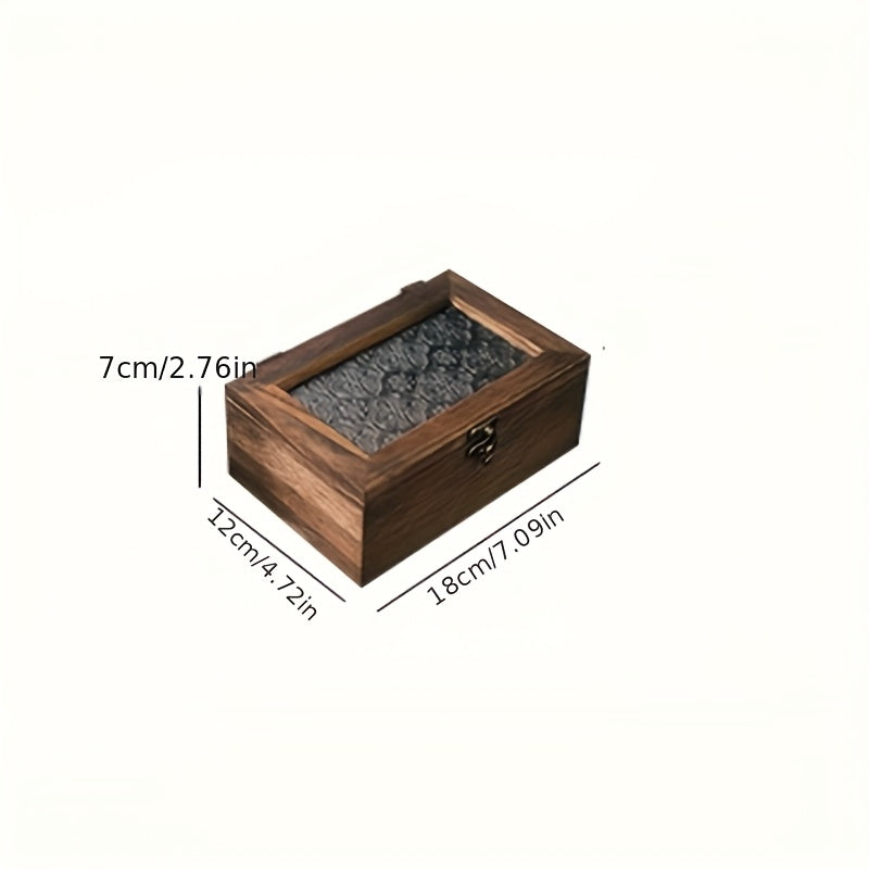 1pc Wooden Storage Box - With Lid - Jewelry Storage Box - Retro Rustic Style - Suitable For Storage Of Accessories, Jewelry And Small Items - Ideal Gift