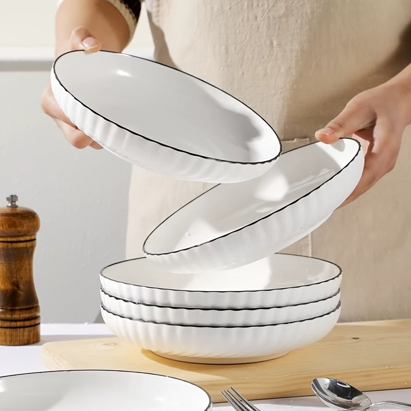 Modern 6pcs Kitchen Cookware Set – versatile meal preparation, 6pcs 7-Inch Round Ceramic Plates Suitable for Pasta Salad Sushi Desserts - Elegant White, designed for American homes, daily convenience and practical gifting