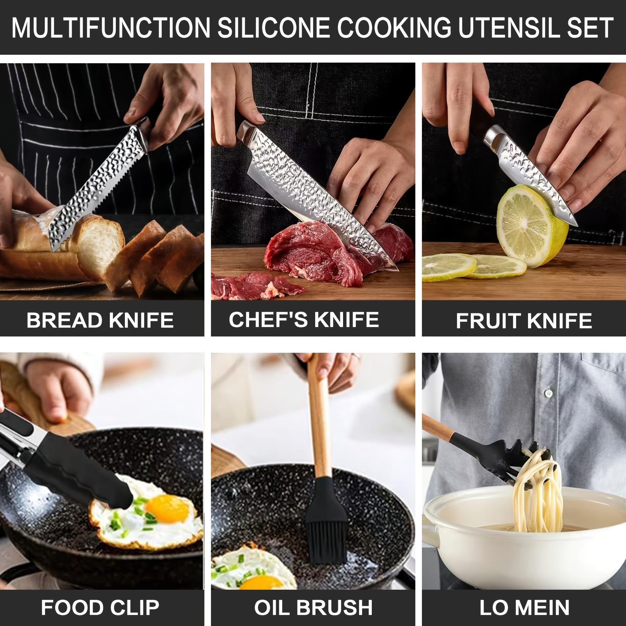 19pcs Silicone Kitchenware Knife Sets, Kitchen Accessories, Made Of Heat Resistant Food Grade Silicone And Wooden Handles Kitchen Gadgets Tools Set Nonstick Cookware, Perfect Easter & Mother's Day Gifts for Home Kitchen, Kitchen Gadgets Set