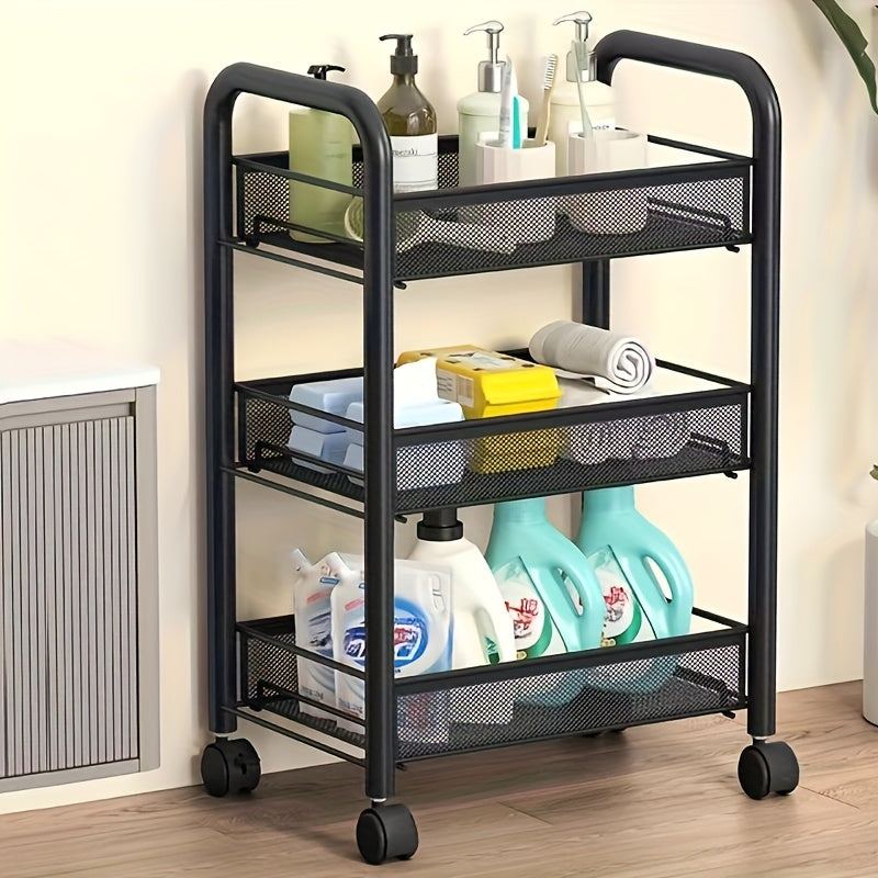 Space-Saving Adjustable Home Storage Rack – durable multi-purpose storage, Multi-layer Carbon Steel Storage Trolley Multifunctional Storage Trolley On Wheels Space Saving Detachable Carbon, designed for American homes, daily convenience and practical