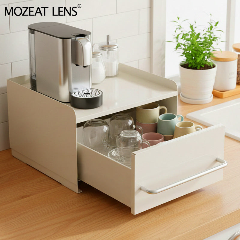 Magnetic Adjustment Layer Metal Stacking | Equipped with Drawer Storage, Coffee Machine Cup Dust Protection, Christmas Special Offer