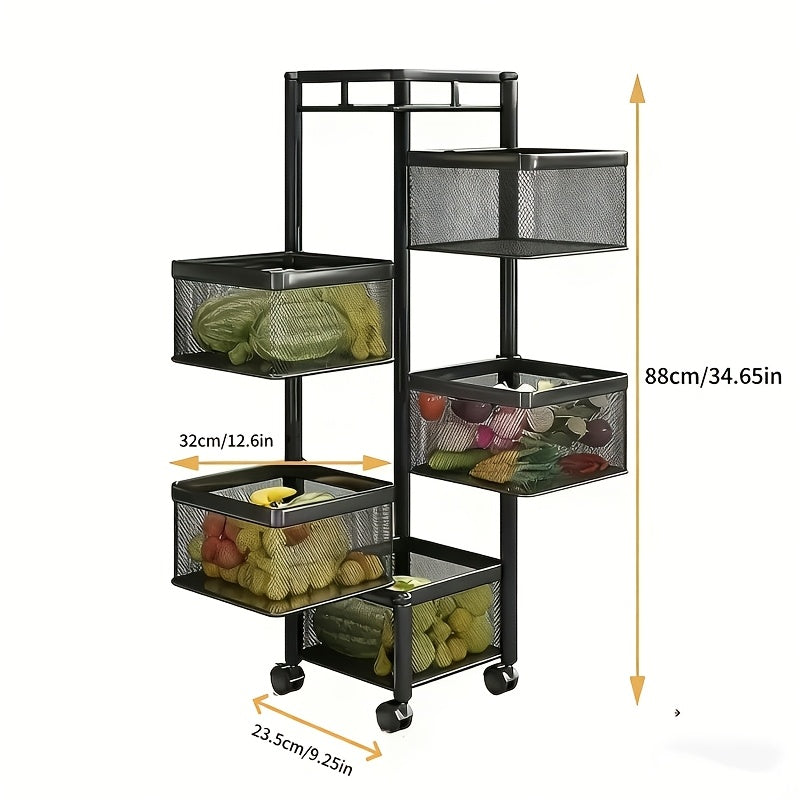 Compact 5 Tier Adjustable Home Storage Rack – durable multi-purpose storage, Rotating Kitchen Storage Shelf 5 Tier Metal Fruit Vegetable Storage Basket Multi-Layer Vegetable Rack, designed for American homes, daily convenience and practical gifting