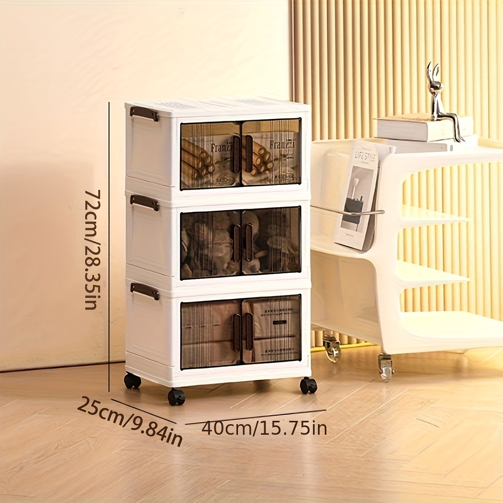 3/4/5 Layer Folding Storage Cabinet - Plastic Storage Bins with Lids, Collapsible Stackable Containers with Wheels, Living Room Storage Boxes, Home Office Clothes Storage Cabinets And Suitcases, Foldable Organizer System for Closet