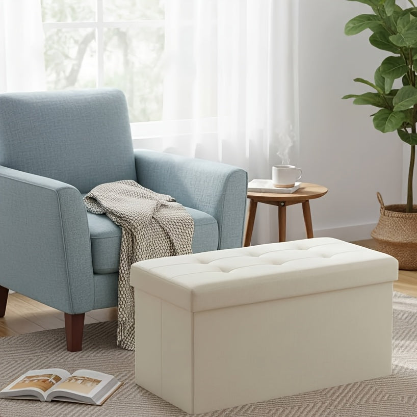 Home Organizer – Multi-Functional Ottoman with Storage Bench Folding Foot Rest Stool