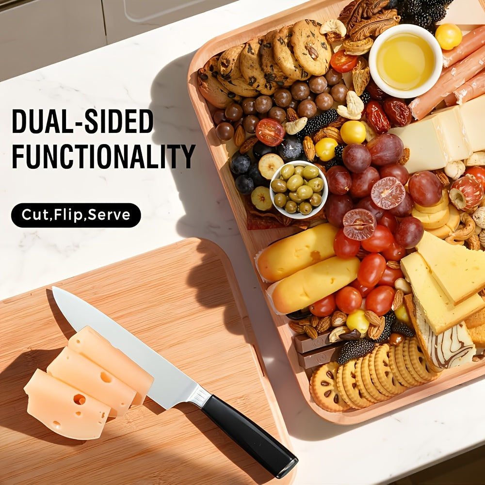 Heavy-Duty Home Storage Organizer – space-saving everyday organization, A Bamboo Tray with a Transparent Lid - Bamboo Charcuterie Cheese Board - Divided, designed for American homes, daily convenience and practical gifting