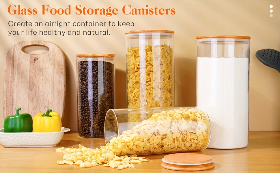 Space-Saving 3 Pack Airtight Storage Jar Set – clear reusable pantry storage, 3 Pack 45 Oz Glass Jars With Bamboo Lids Airtight Pantry Storage Containers For, designed for American homes, daily convenience and practical gifting